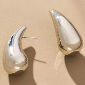 Anthropologie The Petra XL Long Drop Silver Earrings NWT